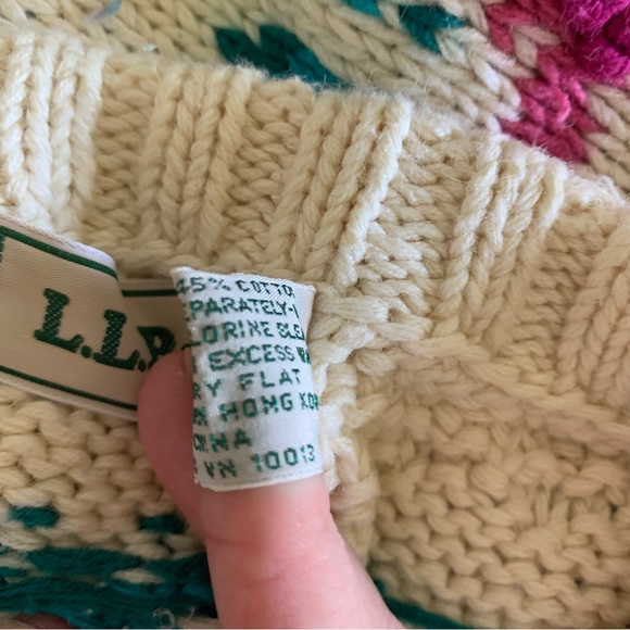 L.L. Bean Fair Isle Cable Knit Sweater - Picture 10 of 12